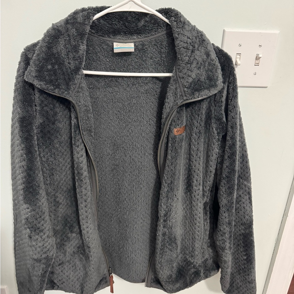 Columbia Plush Gray Full-Zip Fleece Jacket